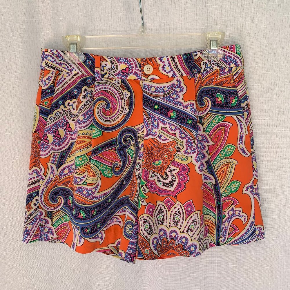 LAUREN RALPH LAUREN Sz 4 Multi Color Paisley Lined Shorts 6.5" Inseam